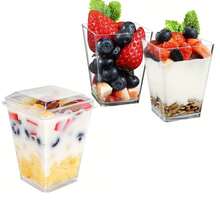 [100 cái/60 cái/50 cái/30 cái/20 cái/10 cái] Cốc mousse nướng, Cốc mousse kem trong suốt có nắp, Nhiều chất liệu để lựa chọn, Chịu nhiệt độ thấp & Dễ vệ sinh, Có thể tái sử dụng, Thích hợp cho quán cà phê, quầy ăn nhẹ, tiệc buffet tráng miệng, gia đình, nhà bếp, tiệc nướng, bánh pudding, bánh phô mai, mousse, thạch - Trong sáng - Xem 8