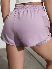 Women's Quick-Dry Yoga Shorts With Lining, Elastic Material, Suitable For Fitness & Workout Sports - Mauve Purple - View 5