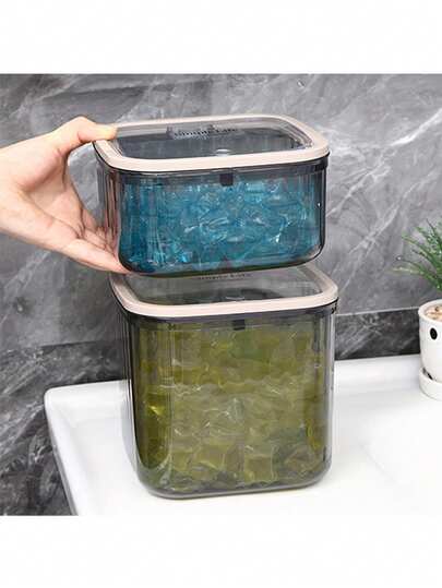 1pc Plastic Bathroom Canister, Laundry Powder Storage Container, Semi-Transparent Black Laundry Capsule Storage Box With Airtight Seal, Suitable For Laundry Powder, Detergent Sheets, Laundry Capsules, Fragrance Beads, Bath Salts, Fragrance Enhancers, Home Organization Essential, Bathroom Storage, Fashionable Storage Container, Space-Saving Design, Airtight Container, Durable Plastic Jar, Laundry Capsule Dispenser, Home Storage