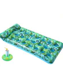 Võng nước bơm hơi 21 lỗ, ghế nằm nổi bằng PVC dành cho người lớn, thảm nổi in hình lá cây cho hồ bơi. - Nhiều màu - Xem 9