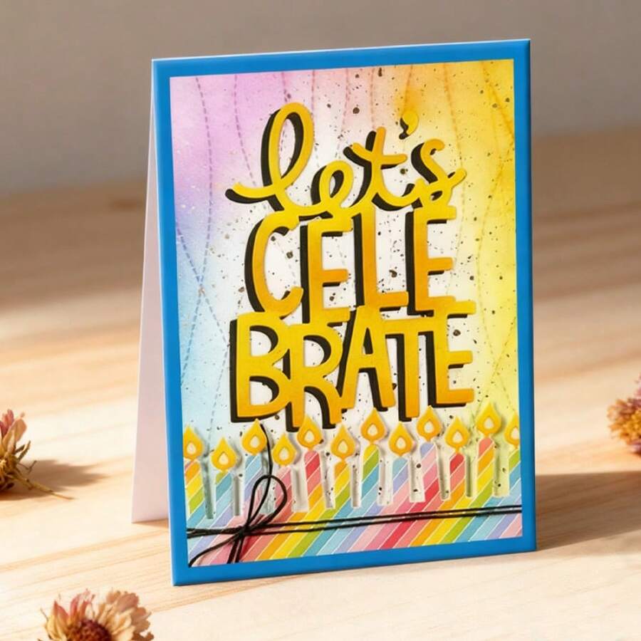 Creative Celebration Candle Dies, DIY Scrapbooking Album And Embossing Stencil, Greeting Card Making Tool, Card Paper Cutting Crafts ,Gift Card Making Template Die Cuts. - Silver - View 1