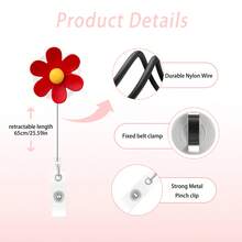 1pc Id Badge Holder Flower Easy Pull Buckle Nurse Medical Workplace Office Expansion Badge Clip - a - View 2