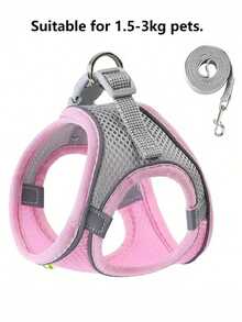 Bộ dây dắt và đai đeo cho mèo (1 món) chống thoát hiểm, phản quang, dành cho mèo, chó nhỏ, thoáng khí, dùng để dắt chó con đi dạo, phụ kiện thú cưng. - Nhiều màu - Xem 21