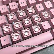 30Pcs DIY Keyboard Stickers, Crystal Key Heighteners For Computer Keys, Cute Minimalist Cat Paw Nail Art Typing Aid With Transparent Spacers To Protect Manicure From Damage. - View 5