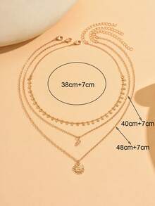 Bộ 3 chiếc vòng cổ tua rua hình ngôi sao dễ thương, vòng cổ mặt dây chuyền hình mặt trời vàng tối giản, trang sức vòng cổ thời trang phù hợp để đeo hàng ngày, đi nghỉ mát, dự tiệc và hẹn hò, chiều dài dây chuyền và số lượng hạt được làm thủ công và ngẫu nhiên. - Vàng - Xem 4