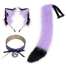 3件套狐狸服装套装，狐狸角色扮演性感配饰套装，包括项圈、铃铛和狐狸尾巴 - 彩色 - 查看 7