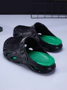 Men's Casual Thick Sole Anti-Slip Breathable Comfortable Dual-Use Sandals - Dark Green - View 3