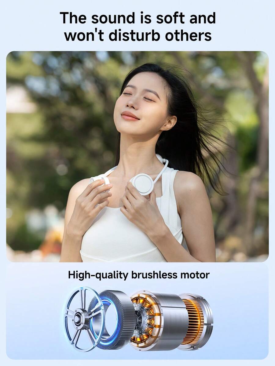 ViSSKO Summer Essential Cooling Neck Fan | Semiconductor Cooling Chip Instant Cooling, Retractable Hose For Easy Carry, Supports Aromatherapy, 3 Wind Speed Modes For All-Day Freshness - Neckband Style (cooling Version) - View 1