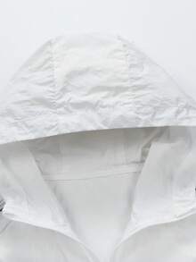 Áo khoác lụa băng mỏng nhẹ dành cho nữ, áo sơ mi mỏng nhẹ chống nắng phong cách thể thao ngoài trời, áo khoác ngoài mỏng có mũ cho mùa hè - trắng - Xem 6