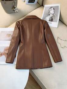 Fashionable PU Leather Jacket, Casual Versatile Retro - Dark Brown - View 6