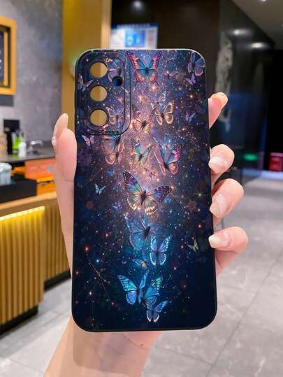 1 pièce Étui de téléphone antichoc avec motif papillon de nuit étoilé, imprimé UV compatible avec les modèles /Galaxy/Android