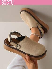 Women's Spring New Round Toe Thick Sole Comfortable Slip-On Casual Versatile Mules - Chantilly - View 3