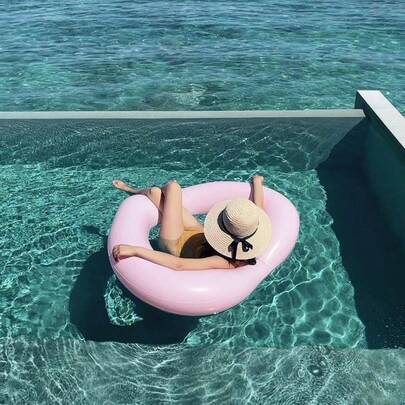 1PC Creative Light Pink Heart-Shaped Swimming Ring 90-120CM Children's And Adult's Swimming Ring Photo Prop Party Decoration Summer Outdoor Beach Pool Swimming Equipment