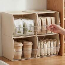 4 contenedores de almacenamiento para cápsulas de café con soporte de gran capacidad accesorios de plástico organizador de almacenamiento ideal para cápsulas de expreso para nevera - Crema - Ver 3