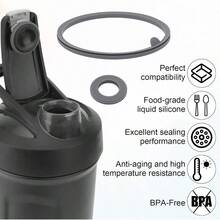 6pcs Lid Gasket Strada Flip Shaker Cup Bottle Accessories Parts, 2 Sizes Silicone Seal Ring  Strada Flip Shaker 24 Oz 28 Oz(Gray) - Default - View 3