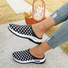 Giày lười nữ họa tiết Argyle thời trang, chất liệu lưới thoáng khí, đế dày nhẹ, phù hợp mang hàng ngày. - màu đen - Xem 3