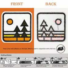 RHUAGYP 1pc Retro Pixel Art Mountain Landscape Embroidered Patch, Geometric Scenery Design For Heat Transfer Or Adhesive, Suitable For Vintage Streetwear, Unique Outdoor Emblem - Multicolor - View 4