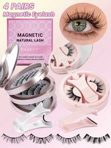MAANGE Bộ 4/3 cặp mi giả CC uốn cong có nam châm, mi có thể cắt tỉa với kẹp nam châm, nhiều kiểu dáng, không cần keo, mi giả lông chồn tự nhiên có thể tái sử dụng, phù hợp để đeo hàng ngày, chống thấm nước, kiểu hoạt hình, thiết kế kéo dài ở khóe mắt giúp mắt trông to hơn, mảnh và dài, lý tưởng cho du lịch, kỳ nghỉ biển, cắm trại và là món quà tuyệt vời dành cho phụ nữ. - Mi tự nhiên - Xem 3