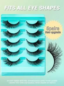 5对猫眼假睫毛，仿貂毛假睫毛，自然纤长，浓密柔软，打造纤长美睫效果 - 查看 3