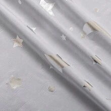 1pc Minimalist Coated Composite Star & Moon Foil Blackout Thermal Insulated Curtain - Beige - View 7