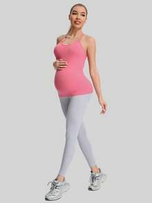 MathCat Maternity Yoga Tank Top, Moisture-Wicking Quick-Dry Sport Top, Maternity Fitness Top With Nursing Design, Suitable For Prenatal Training, Postpartum Recovery, And Low-Impact Exercise. - Pink - View 6