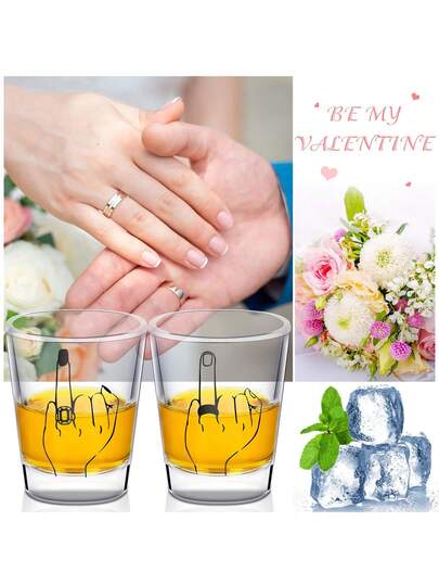 1个婚礼主题情侣酒杯，适用于婚礼、订婚或新娘庆祝活动、主题派对、节日、家居装饰、餐桌摆件、婚礼季