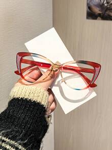 1副女士猫眼眼镜框，轻盈贴合，聚碳酸酯镜框，波西米亚风格，适合日常搭配，附眼镜盒 - 彩色 - 查看 8