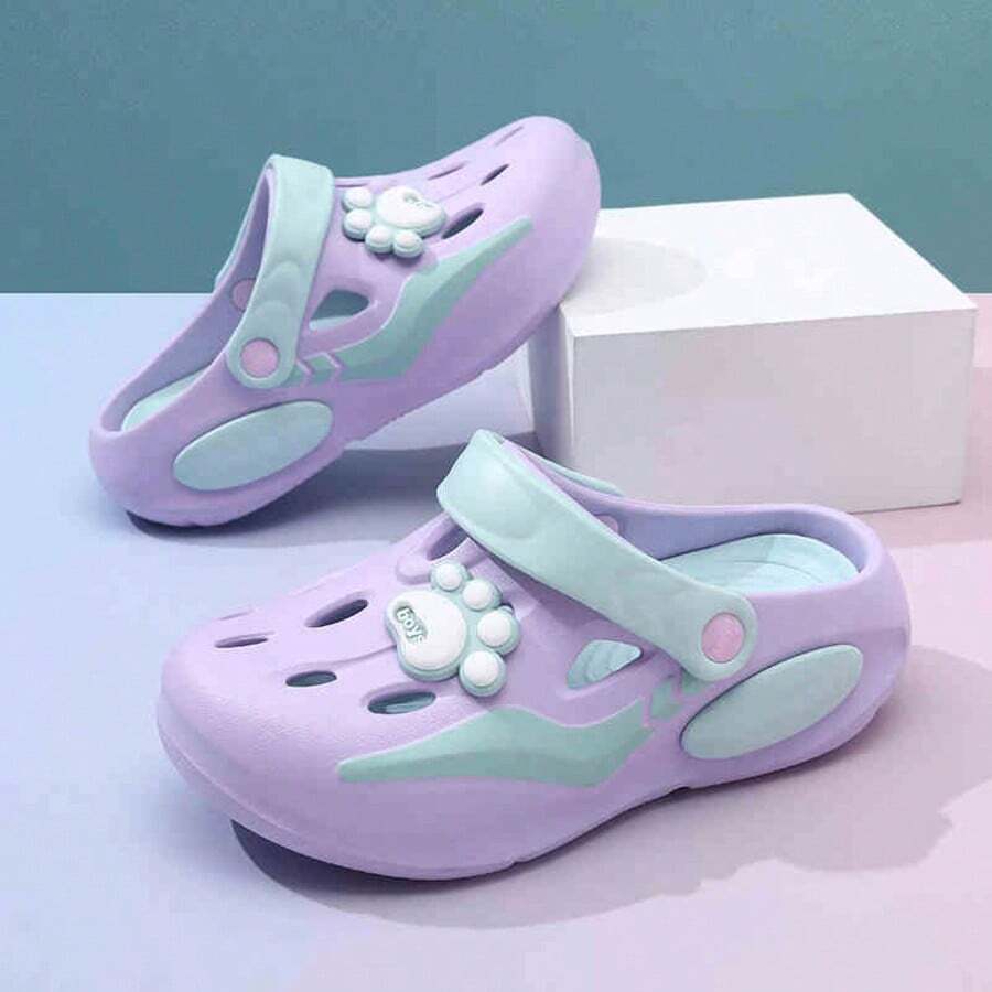 Fashionable Cute Claw Clogs, Women Thick Sole Increased Height Cartoon Beach Slippers, Summer Clogs, Thick Bottom Slip-On Sandals For Nurse, Beach, Casual Wear - Mauve Purple - View 1