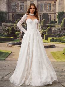 HEARBOBO Vintage Rivet Baroque White Lace A-Line Wedding Dress Spring - White - View 7