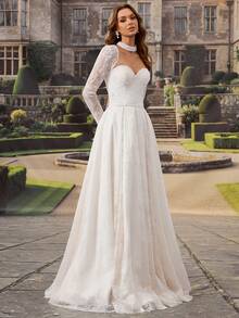 HEARBOBO Vintage Rivet Baroque White Lace A-Line Wedding Dress Spring - White - View 5