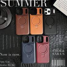 Ốp điện thoại da PU cao cấp dành cho doanh nhân, tương thích với Samsung Galaxy S26 Ultra, S25 Ultra, S24 Ultra và 17 Promax, chân đế gập ẩn nam châm mạnh mẽ, hỗ trợ sạc không dây, bảo vệ toàn thân chống sốc. - màu đen - Xem 10