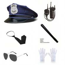 Bộ trang phục hóa trang Halloween, bao gồm mũ, cà vạt, dùi cui, bộ đàm, kính, găng tay, rất cần thiết cho bữa tiệc cosplay. - Nhiều màu - Xem 2