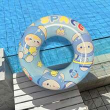 1pc Cartoon Astronaut Dog & Cat Shaped Kids Swim Ring, 3-9 Years Old, Blue, Summer Party Pool Beach Photo Prop Swim Accessory - Baby Blue - View 3
