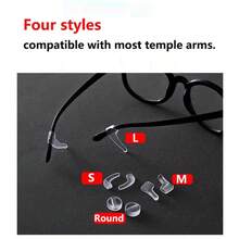 Nút bịt gọng kính bằng silicon chống trượt đa năng, 4 kích cỡ (Dài/Trung bình/Nhỏ/Tròn) cho cảm giác thoải mái suốt cả ngày. - Trong sáng - Xem 3