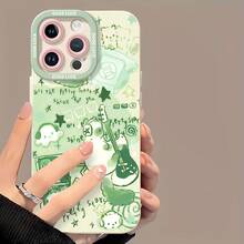 Caricatura verde con osos musicales.funda de teléfono Fundas compatibles con ,Apple,VIVO,OPPO,,, y Honor.Fabricadas en silicona TPU,ofrecen protección contra golpes y caídas. - Blanco - Ver 2