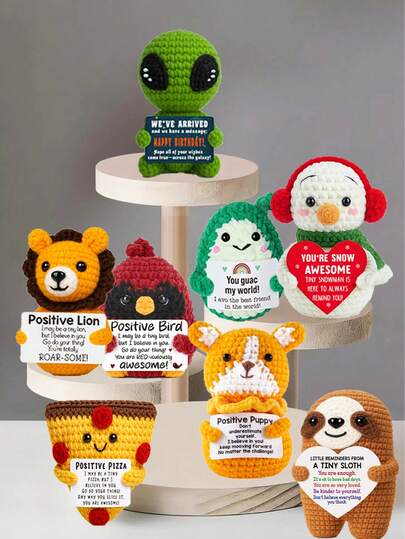 1件手工钩织桌面摆件，可爱科幻手工动植物摆件，送给闺蜜、生日、女友、妈妈、奶奶、同事、家人的精美礼物，传递正能量，适合派对、母亲节、父亲节、感恩节等场合，毛绒玩具，房间装饰，小礼物，纪念品