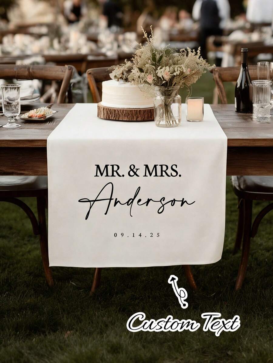 Personalized Wedding Table Runner, Custom Linen Wedding Banner, Bride & Groom Table Decor, Wedding Ceremony Gift, Anniversary Gift