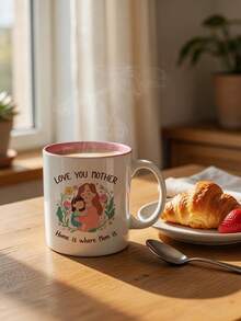 母亲节插画印花马克杯（1个），母亲节礼物，可爱杯子，咖啡杯，生日礼物 - 彩色 - 查看 8