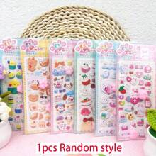 3D立体泡沫贴纸，柔软可捏可爱浮雕贴纸，动物减压贴纸，适用于水瓶、冰箱、手机、笔记本电脑等DIY装饰，女孩奖励礼物 - 彩色 - 查看 12