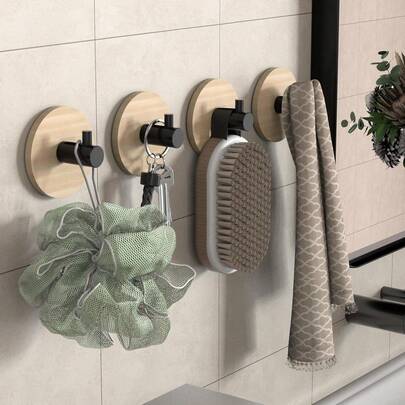 خطاف لاصق للباب أو الحائط، مناسب للحمام والمطبخ والمدخل وغيرها من السيناريوهات، خطاف معطف من خشب الخيزران لتعليق المناشف وخطاف للمفاتيح والقبعات