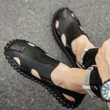 Sandalias y chanclas de hombre para el verano: calzado resistente para exteriores, ideal para conducir, con suelas gruesas, antideslizantes e impermeables. Novedades. - Negro - Ver 2