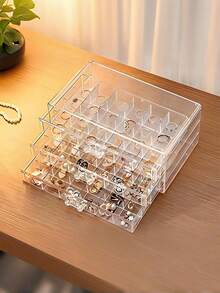 多功能透明化妆品收纳盒：多层设计，大容量，插片式安装 - 非常适合收纳化妆品、护肤品和文具，无需电源 - 多色 - 查看 12