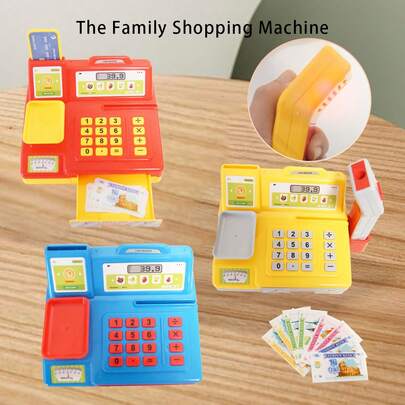 适合3岁以上儿童的趣味认知玩具，女孩家用收银机玩具带扫描器（不含电池）