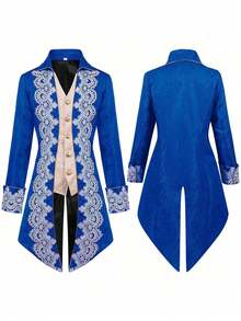 Men's Steampunk Medieval Jacket Gothic Victorian Era Coat Costume Uniform For Men Cosplay - Áo khoác dài màu đỏ - Xem 6