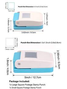 2件套！1个0.8英寸矩形印章打孔器+1个1英寸正方形打孔器，矩形打孔器边缘带凹槽，适用于纸艺、剪贴簿、DIY卡片制作和其他手工艺品制作。 - 2 PCS/PACK - 查看 17
