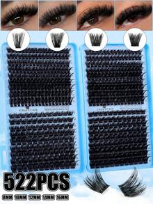 Bộ dụng cụ tự làm nối mi (612/576/522 sợi), Bộ mi giả dạng chùm, kiểu D-Curl dày dặn, 8-16mm, bao gồm keo dán mi, nhíp và cọ chải mi. Thích hợp sử dụng tại nhà. Bao gồm hướng dẫn sử dụng mi giả dạng chùm (4 kiểu kết hợp). Vật dụng cần thiết khi đi du lịch. - Nhiều màu - Xem 19