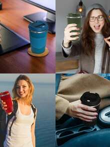 Mug de voyage en acier inoxydable 304 - Tasse thermique isolée, couvercle étanche, convient pour l'extérieur, la voiture, la salle de sport, portable - Multicolore - Voir 4