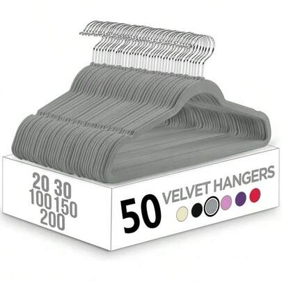 5pcs Grey Velvet Hangers, Thick Non-Slip Rotating Hook, Space-Saving Durable Clothes Hanger - Wardrobe Organizer For Tidy Closets, Premium Velvet Coating, Gentle Shoulder Design To Prevent Creases, Smooth Rotating Hook For Easy Outfit Changes, Reinforced Metal Hook, Slim Profile Maximizing Closet Space, Suitable For Shirts, Blouses, Knits, Dresses, And Trousers