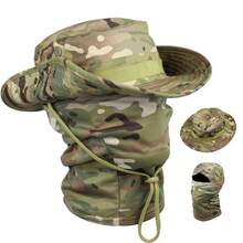 2Pcs/Set Fishing Hat+Balaklava Ski Mask, UPF50+ Wide Brim Sun Hat For Men Women, UV Protection Hiking Beach Bucket Hats Summer Safari Hat - Multicolor - View 14