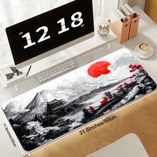 大型水墨中国建筑山云图案电脑游戏鼠标垫，办公桌垫，缝边防滑设计，返校季游戏鼠标垫，办公桌配件，文具，桌面配件，鼠标垫 - 查看 8